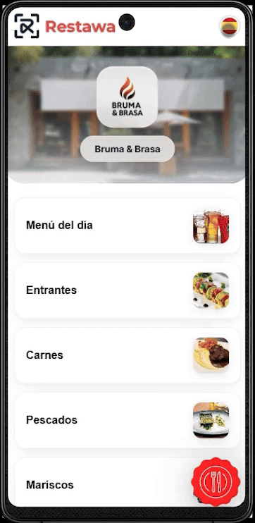 Vista de un plato en Restawa